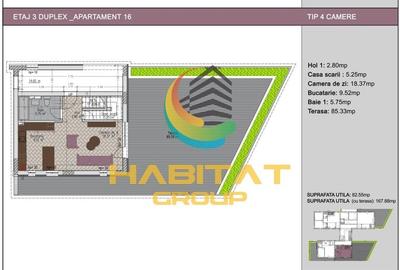 3 Camere nou DUPLEX Timpuri Noi cu Terasa 85.33 mp Finalizat - 4