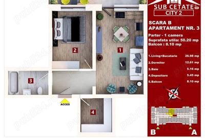 Apartament cu 2 camere decomandat în Sânpetru - 6