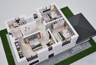 Casă individuală, teren generos și compartimentare eficientă - 0% comision - 12