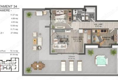 Apartament cu 3 camere decomandat în Tractorul - 7