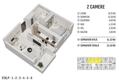 Apartament cu 2 camere decomandat în Militari - 1