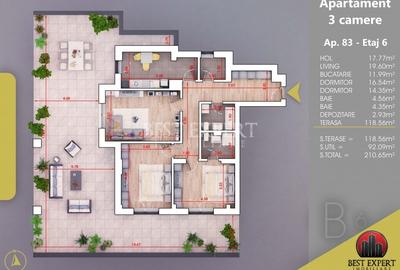 3 camere -Terasa Generoasa 118.56 mp Parcare Bonus 3 camere -Terasa Generoasa 118.56 mp Parcare Bonus - 5