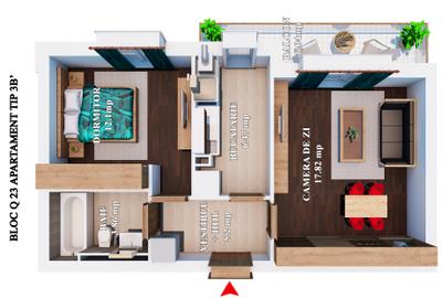 Apartament cu 2 camere semidecomandat în Ștefăneștii de Jos