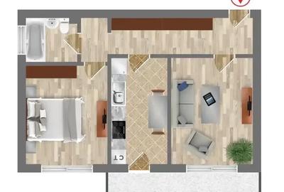 Apartament cu 2 camere semidecomandat în Central - 6