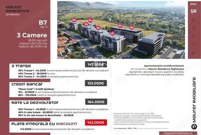 Apartament cu 3 camere decomandat în Est