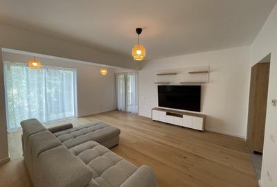 Baneasa, 3 camere, 110mp, parter, finisaje de lux, mobilat si utilat,  parcare