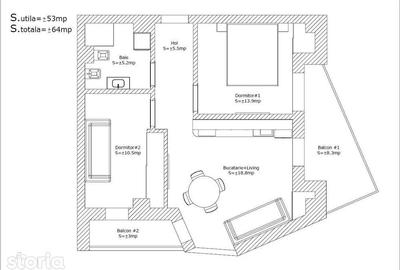 Apartament cu 3 camere, mobilat în Bună Ziua - 2