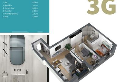 Apartament 3 camere, 63 mp, ansamblu nou, zona Centrala
