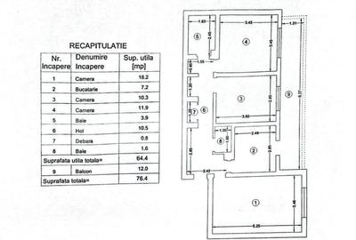Apartament 3 camere, 76.40 mp, zona Dancu - 9