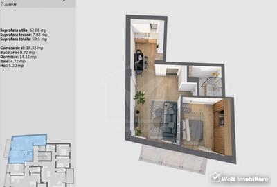 Apartament cu 2 camere decomandat în Central - 3