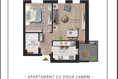 Apartament cu 2 camere semidecomandat în Central - 1