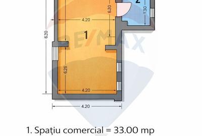 Spațiu comercial, de 37 mp, în Eroii Revoluției - 1
