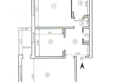 Apartament cu 2 camere decomandat, etaj 1/4, zona Dacia - 6