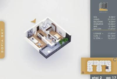 Apartament cu 2 camere decomandat în Ozana