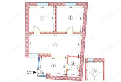 Apartament cu 3 camere decomandat, mobilat în Central
