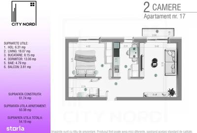 Apartament cu 2 camere în Tunari - 8
