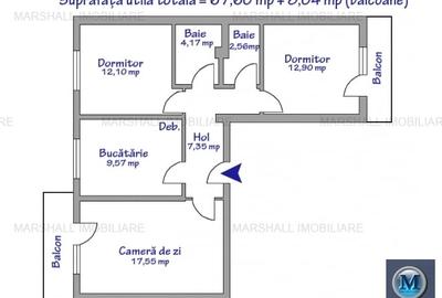 Apartament 3 camere de vanzare, zona Gheorghe Doja, 67.6 mp #15122 - 7