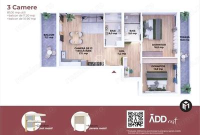 Apartament cu 3 camere decomandat în Est - 2