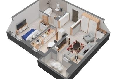 Doua camere decomandat ,etaj intermediar , finalizat - 1