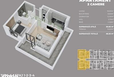 Apartament cu 2 camere decomandat în Central