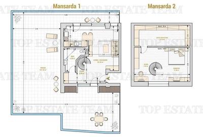 2 camere  cu Terasa de 100 mp , Duplex Exclusivist   Lux la Mansarda! - 14