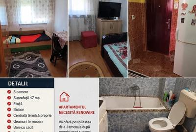 Apartament cu 3 camere semidecomandat în Central