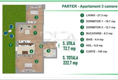 3 camere+curte de 150 mp - 2