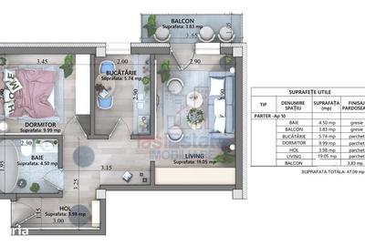 Apartament cu 2 camere în Cug