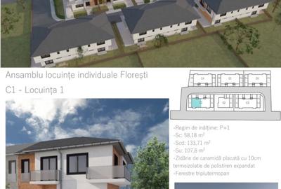 Duplex cu 4 camere cu Teren 200 Mp în Florești - 2