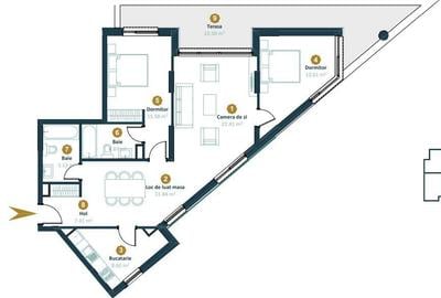 Apartament cu 3 camere în Între Lacuri