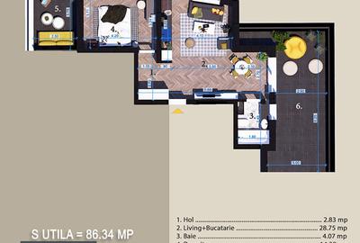 Apartament 2 cameret tip studio cu doua terase generoase lângă Parcul Teilor - 2