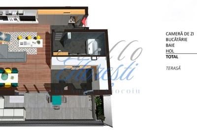 Apartament 1 camera cu terasa, finisat, 47 mp, Zona Teilor