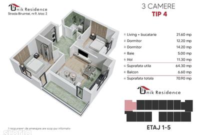 Apartament cu 3 camere în Central - 1