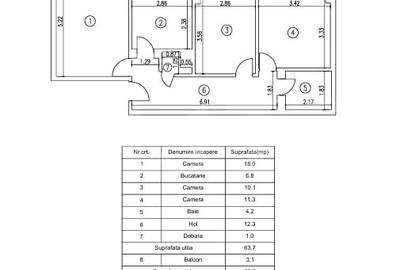 Apartament cu 3 camere, 63,70 mp - Sebastian - 12