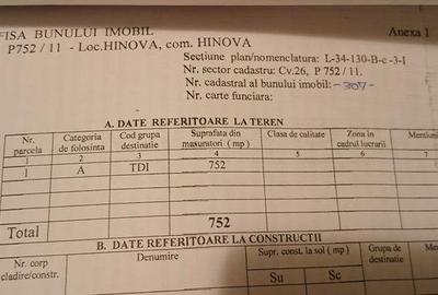 Teren de 752 mp, în Hinova - 1