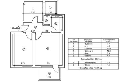Apartament cu 2 camere decomandat în Nord