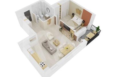 Apartament 2 camere la cheie balcon parcare 48,6mpu Et.3 Doamna Stanca - 4