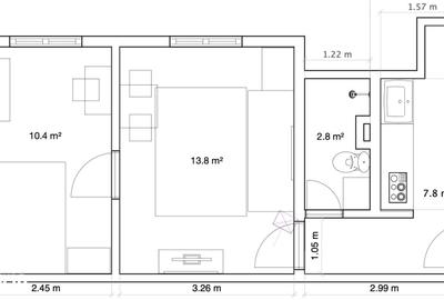 Apartament cu 2 camere nedecomandat, mobilat în Cedonia - 2
