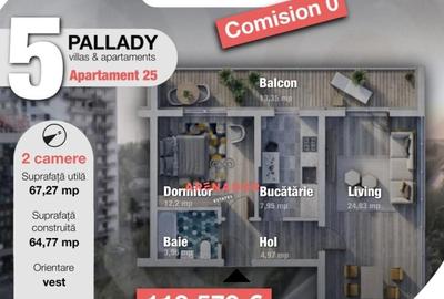 Apartament cu 2 camere, mobilat în Titan