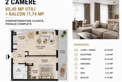 Apartament cu 2 camere în Pipera