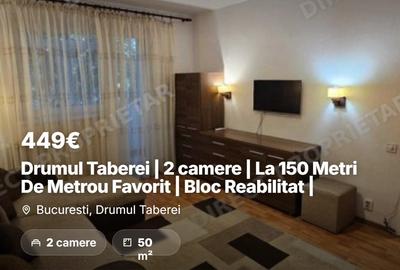 Apartament cu 2 camere decomandat, mobilat în Drumul Taberei