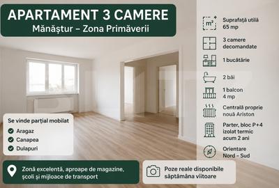 Apartament cu 3 camere decomandat, mobilat în Mănăștur - 1