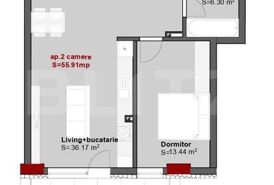 Apartament cu 2 camere semidecomandat în Central
