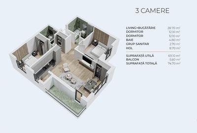 PROMOTIE ! Apartament cu 3 camere, Decomandat,  Dimitrie Leonida/ Berceni - 2