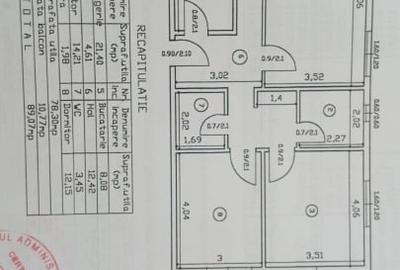 Apartament 3 cam decomandat etaj 1 - 2