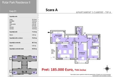 Apartament cu 3 camere decomandat în Militari