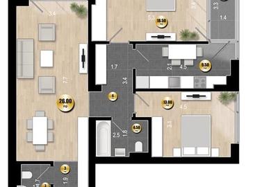 Apartament 3 Camere 92.5 mp-Incalzire in Pardoseala  Rahova - 2