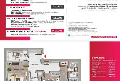Apartamente 3 camere de vanzare finisate complex Maurer, tva 9% inclus - 2
