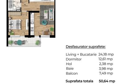 Apartament de 2 camere/predare la cheie/7 minute metrou Berceni - 7