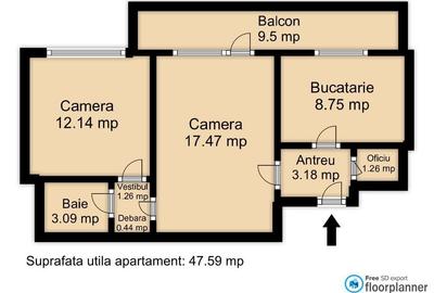 Apartament living + bucatarie,  doua dormitoare, str Bizusa Gheorgheni - 13